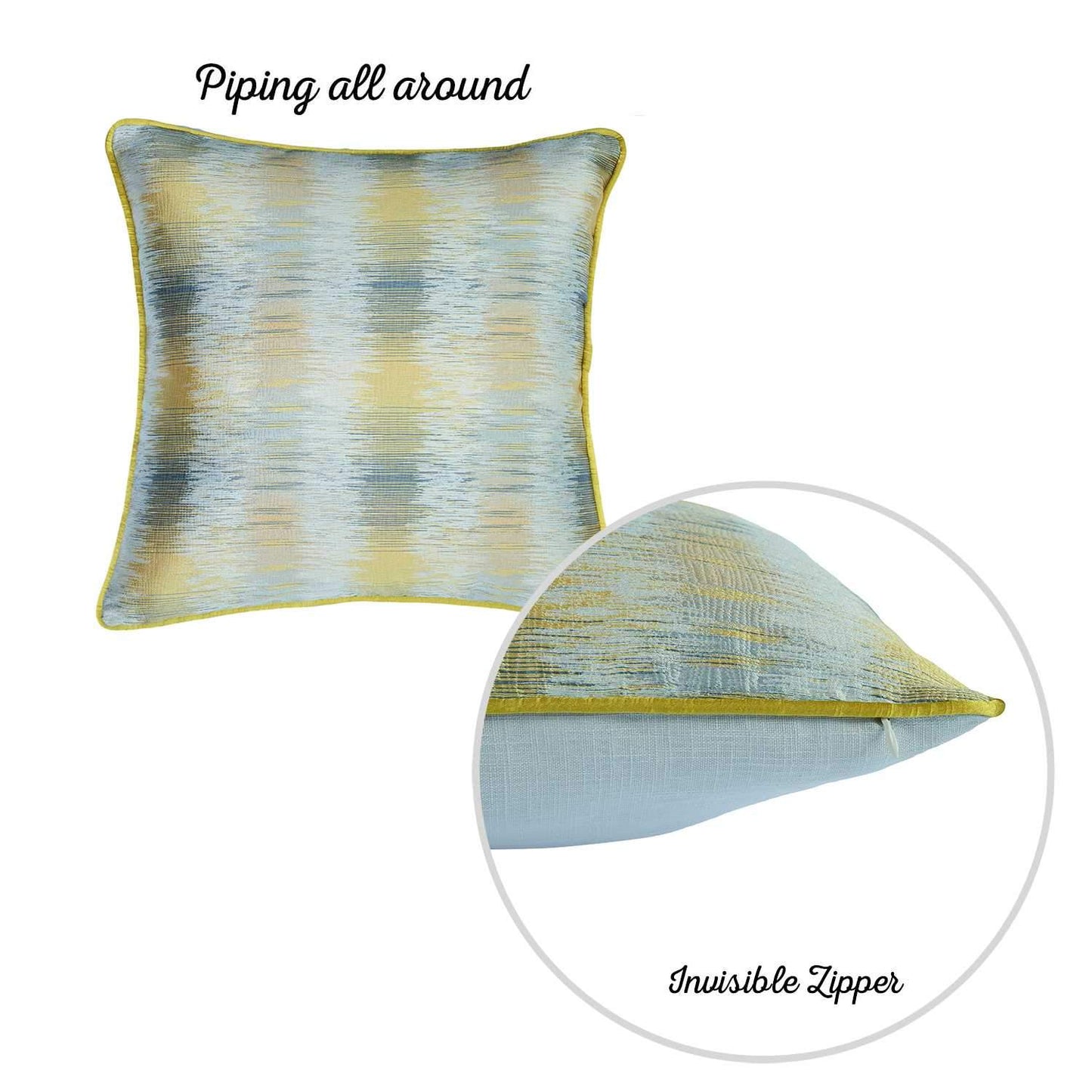 Yellow and Gray Blurred Lines Throw Pillow Cover